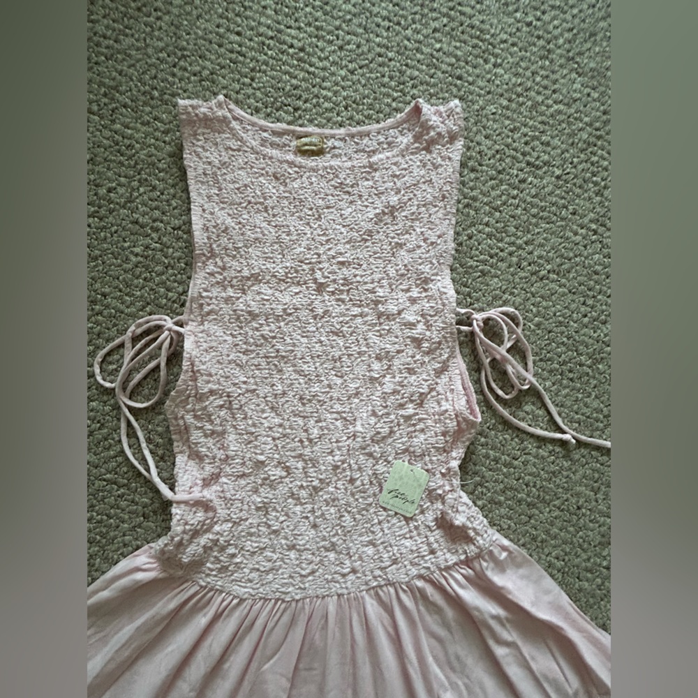 Free People Pink Maxi Tie-Side Smocked Bodice Dress - Picture 6 of 8
